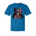 thumbnail image 1 of Wild Bobby, Flag Guitar, Streetwear, Garment-Dyed Washed Look Short Sleeve T-Shirt, Cobalt, 2XL, 1 of 3