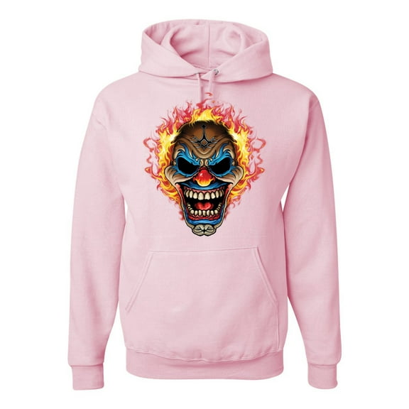 Wild Bobby, Flaming Laughing Fierce Clown | Mens Cars and Trucks Hooded Sweatshirt Graphic Hoodie, Light Pink, 2XL