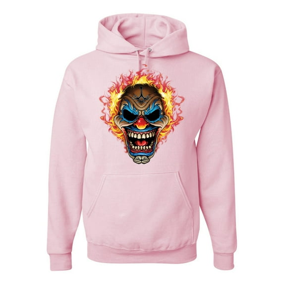 Wild Bobby, Flaming Laughing Fierce Clown | Mens Cars and Trucks Hooded Sweatshirt Graphic Hoodie, Light Pink, 3XL