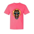 thumbnail image 1 of Wild Bobby, Flaming Laughing Fierce Clown, Streetwear, Garment-Dyed Washed Look Short Sleeve T-Shirt, Neon Pink, Large, 1 of 3