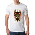 thumbnail image 1 of Wild Bobby, Flaming Motorycle Hell Fire Skull Biker | Mens Fashion Premium Tri Blend T-Shirt, Heather White, Small, 1 of 4