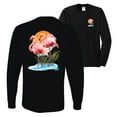 thumbnail image 1 of Wild Bobby, Flamingo Love Print, Animal Lover, Front and Back Mens Long Sleeve Shirt, Black, Small, 1 of 2