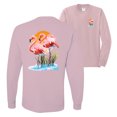 thumbnail image 1 of Wild Bobby, Flamingo Love Print, Animal Lover, Front and Back Mens Long Sleeve Shirt, Light Pink, Large, 1 of 2