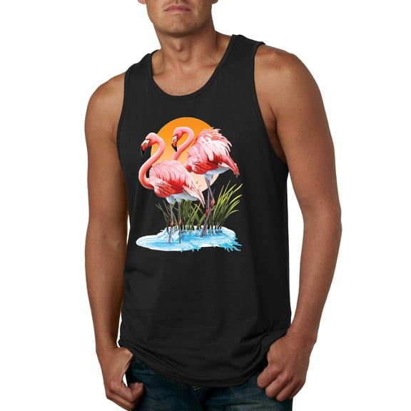 Wild Bobby, Flamingo Love Print, Animal Lover, Men Graphic Tank Top, Black, Small