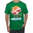 thumbnail image 1 of Wild Bobby, Flamingo Love Print, Animal Lover, Men Graphic Tee, Kelly, Medium, 1 of 4