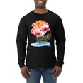 thumbnail image 1 of Wild Bobby, Flamingo Love Print, Animal Lover, Men Long Sleeve Shirt, Black, Medium, 1 of 4