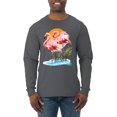 thumbnail image 1 of Wild Bobby, Flamingo Love Print, Animal Lover, Men Long Sleeve Shirt, Charcoal, Small, 1 of 4