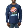 thumbnail image 1 of Wild Bobby, Flamingo Love Print, Animal Lover, Men Long Sleeve Shirt, Navy, 3X-Large, 1 of 4