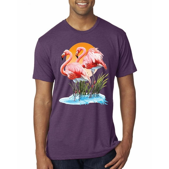 Wild Bobby, Flamingo Love Print, Animal Lover, Men Premium Tri Blend Tee, Vintage Purple, Small