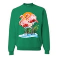 thumbnail image 1 of Wild Bobby, Flamingo Love Print, Animal Lover, Unisex Crewneck Graphic Sweatshirt, Kelly, Small, 1 of 4