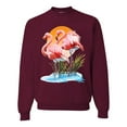 thumbnail image 1 of Wild Bobby, Flamingo Love Print, Animal Lover, Unisex Crewneck Graphic Sweatshirt, Maroon, 3X-Large, 1 of 4