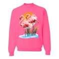 thumbnail image 1 of Wild Bobby, Flamingo Love Print, Animal Lover, Unisex Crewneck Graphic Sweatshirt, Neon Pink, Small, 1 of 4