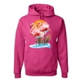 thumbnail image 1 of Wild Bobby, Flamingo Love Print, Animal Lover, Unisex Graphic Hoodie Sweatshirt, Fuschia, Small, 1 of 4