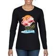 thumbnail image 1 of Wild Bobby, Flamingo Love Print, Animal Lover, Women Graphic Long Sleeve Tee, Black, Small, 1 of 4