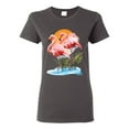 thumbnail image 1 of Wild Bobby, Flamingo Love Print, Animal Lover, Women Graphic Tee, Charcoal, Large, 1 of 4