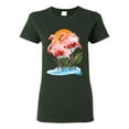 thumbnail image 1 of Wild Bobby, Flamingo Love Print, Animal Lover, Women Graphic Tee, Forest Green, Large, 1 of 4