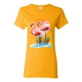 thumbnail image 1 of Wild Bobby, Flamingo Love Print, Animal Lover, Women Graphic Tee, Gold, XX-Large, 1 of 4