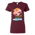 thumbnail image 1 of Wild Bobby, Flamingo Love Print, Animal Lover, Women Graphic Tee, Maroon, X-Large, 1 of 4