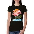 thumbnail image 1 of Wild Bobby, Flamingo Love Print, Animal Lover, Women Slim Fit Junior Tee, Black, Medium, 1 of 4