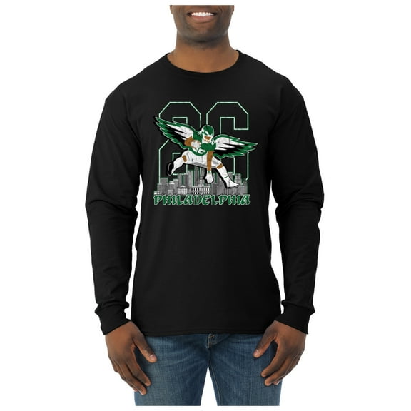 Wild Bobby Fly 26 Leap Hurdle Philly Football City Skyline Men Long Sleeve Shirt