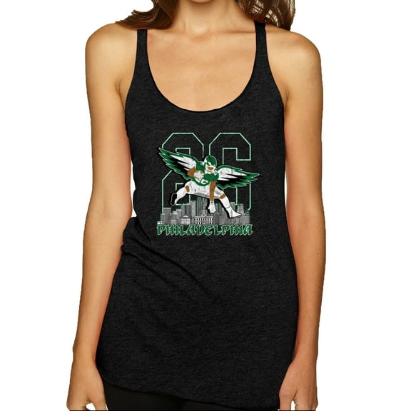 Wild Bobby Fly 26 Leap Hurdle Philly Football City Skyline Women Tri-Blend Racerback Tank Top