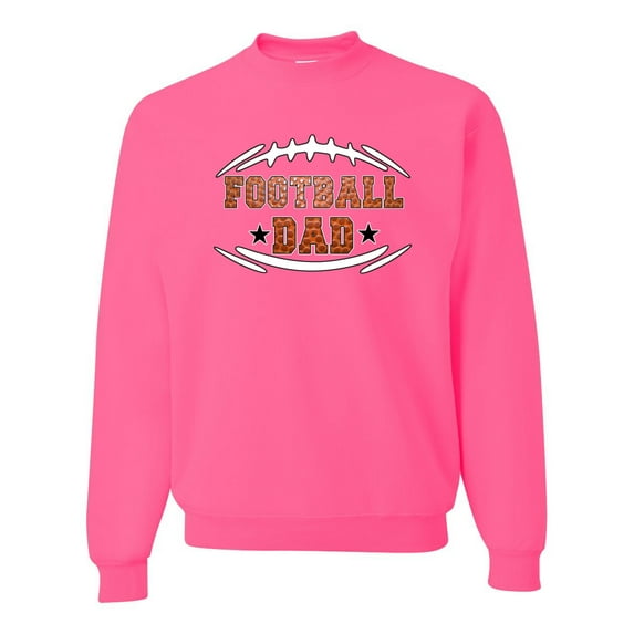 Wild Bobby, Football Dad, Sports, Unisex Crewneck Graphic Sweatshirt, Neon Pink, Medium