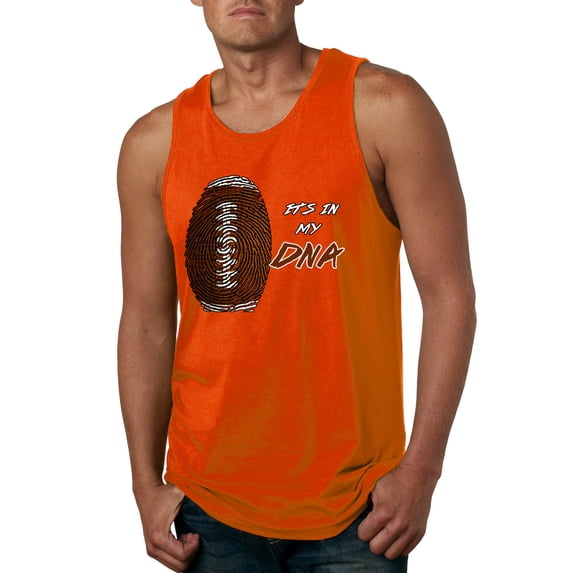 Wild Bobby, Football Fingerprint It's In My DNA, Sports, Men Graphic Tank Top, Orange, Small
