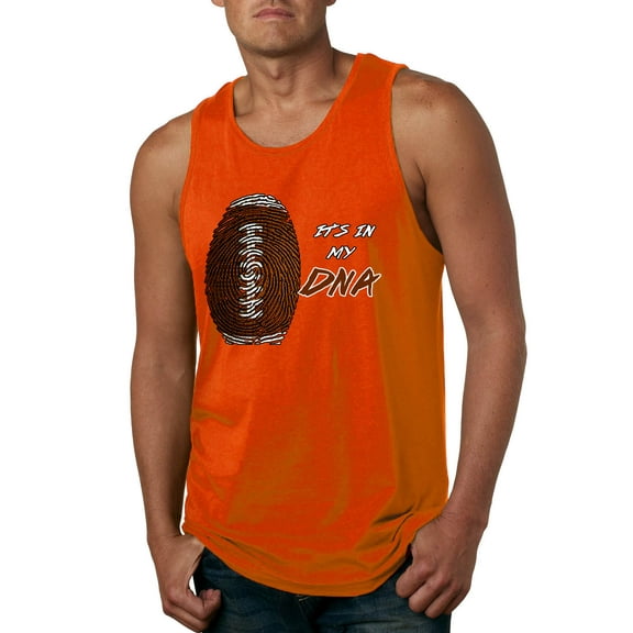 Wild Bobby, Football Fingerprint It's In My DNA, Sports, Men Graphic Tank Top, Orange, XX-Large