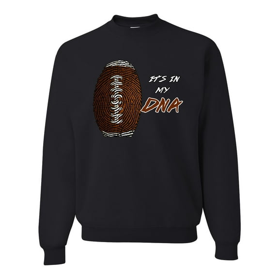 Wild Bobby, Football Fingerprint It's In My DNA, Sports, Unisex Crewneck Graphic Sweatshirt, Black, Small