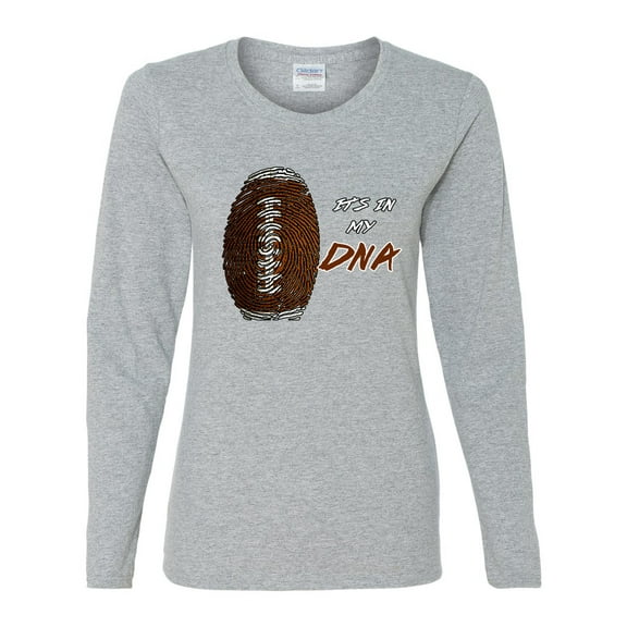 Wild Bobby Football Fingerprint It's in My DNA Sports Women Graphic Long Sleeve Tee