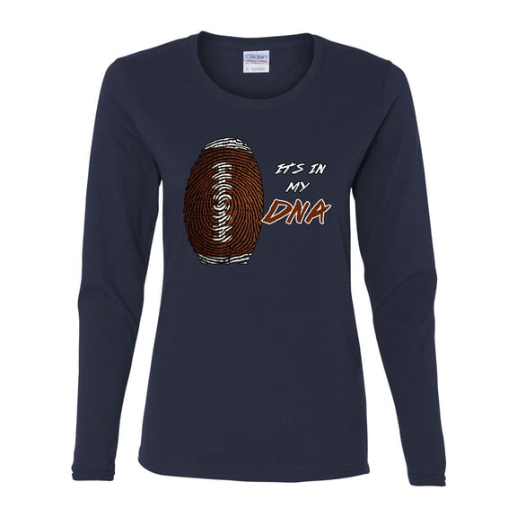Wild Bobby Football Fingerprint It's in My DNA Sports Women Graphic Long Sleeve Tee