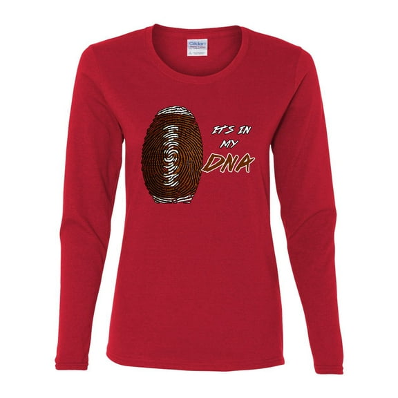 Wild Bobby Football Fingerprint It's in My DNA Sports Women Graphic Long Sleeve Tee