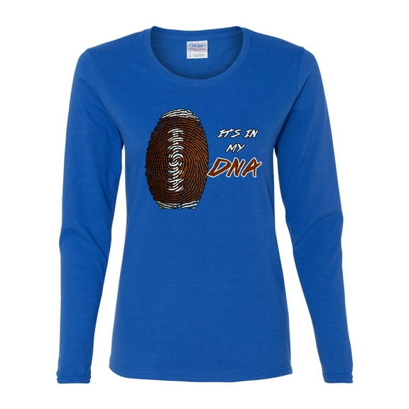 Wild Bobby Football Fingerprint It's in My DNA Sports Women Graphic Long Sleeve Tee