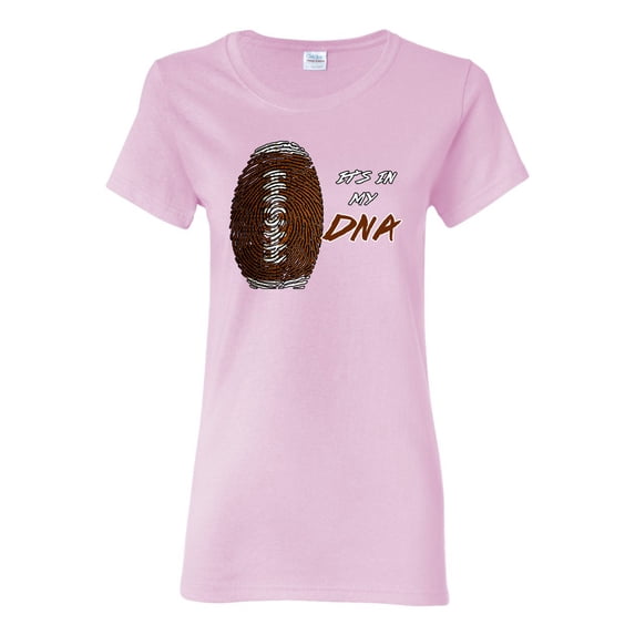 Wild Bobby, Football Fingerprint It's In My DNA, Sports, Women Graphic Tee, Light Pink, X-Large