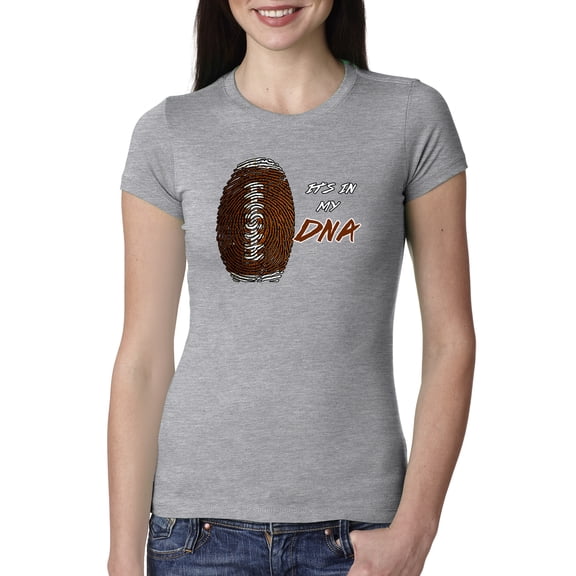 Wild Bobby Football Fingerprint It's in My DNA Sports Women Slim Fit Junior Tee