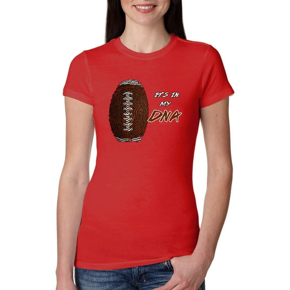 Wild Bobby Football Fingerprint It's in My DNA Sports Women Slim Fit Junior Tee
