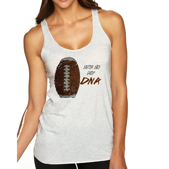 Wild Bobby Football Fingerprint It's in My DNA Sports Women Tri-Blend Racerback Tank Top