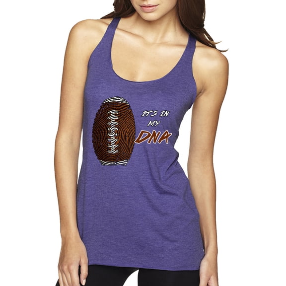 Wild Bobby, Football Fingerprint It's In My DNA, Sports, Women Tri-Blend Racerback Tank Top, Purple Rush, Medium