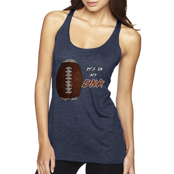 Wild Bobby Football Fingerprint It's in My DNA Sports Women Tri-Blend Racerback Tank Top