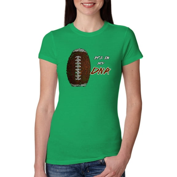 Wild Bobby Football Fingerprint It's in My DNA Sports Women Slim Fit Junior Tee