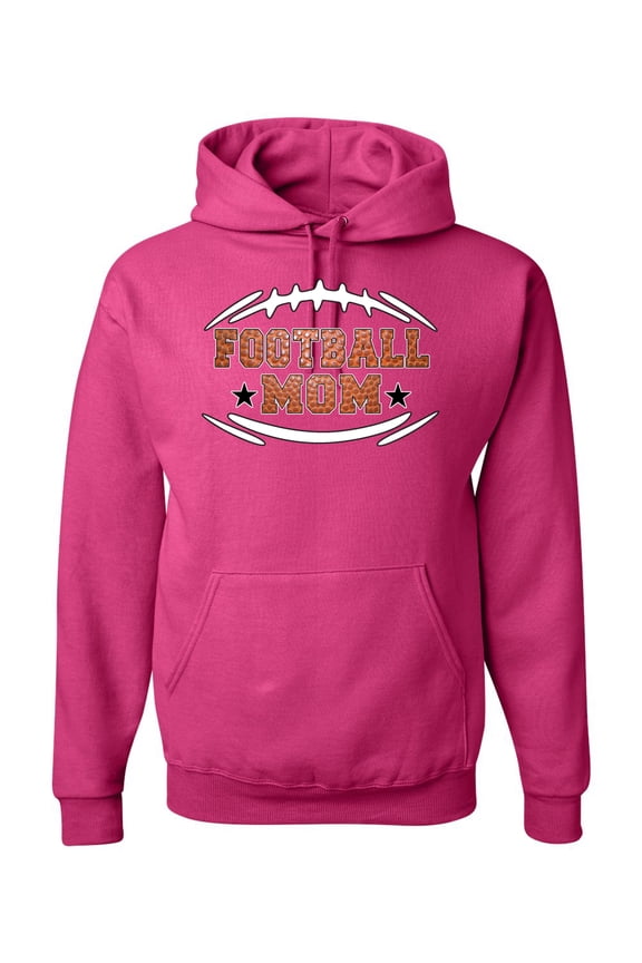 , Football Mom, Sports, Unisex Graphic Hoodie Sweatshirt, Fuschia, Large