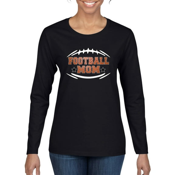 Wild Bobby, Football Mom, Sports, Women Graphic Long Sleeve Tee, Black, Small