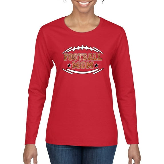 Wild Bobby, Football Mom, Sports, Women Graphic Long Sleeve Tee, Red, Large