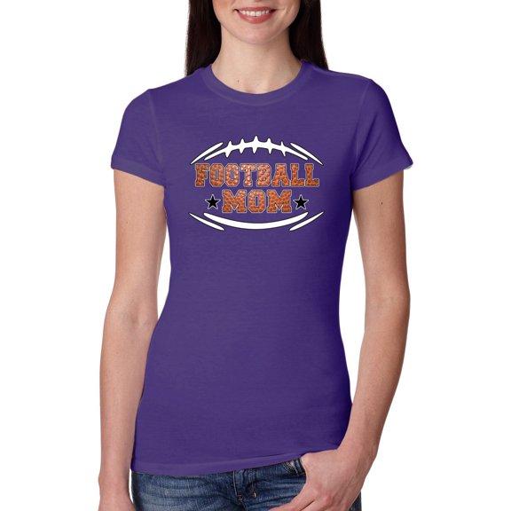Wild Bobby, Football Mom, Sports, Women Slim Fit Junior Tee, Purple Rush, Medium