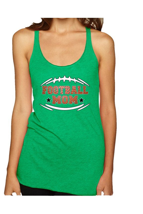 , Football Mom, Sports, Women Tri-Blend Racerback Tank Top, Envy, Medium