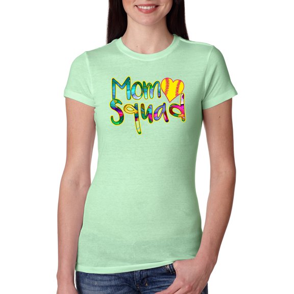 Wild Bobby, Football Mom Squad, Sports, Women Slim Fit Junior Tee, Mint, Large