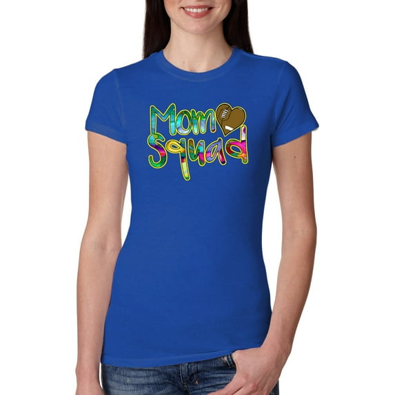Wild Bobby, Football Mom Squad, Sports, Women Slim Fit Junior Tee, Royal, X-Large