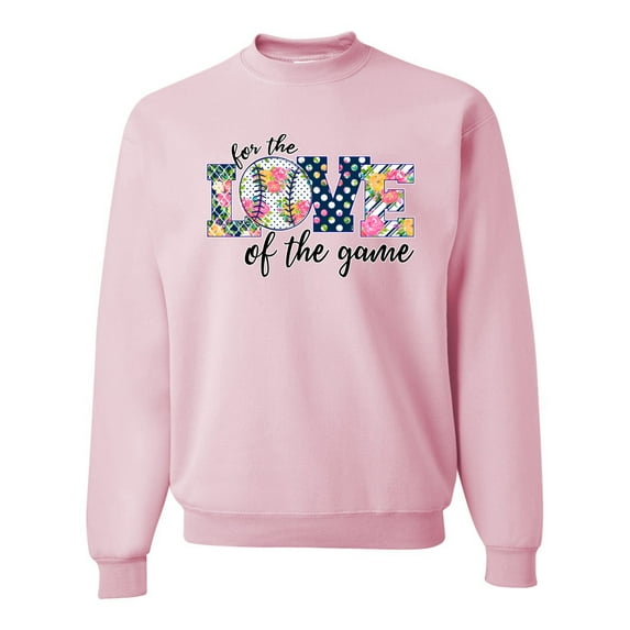 Wild Bobby, For the Love of the Game Sports Unisex Crewneck Graphic Sweatshirt, Light Pink, X-Large