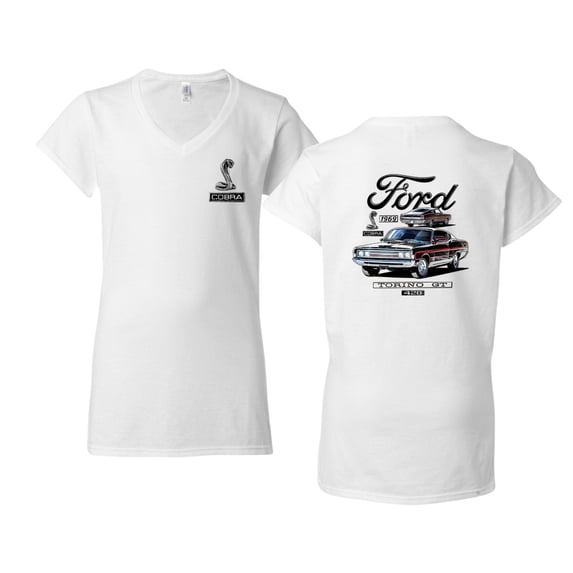 Wild Bobby Ford 1969 Torino GT 428 Classic Vintage Car Lover Women Standard V-Neck Tee