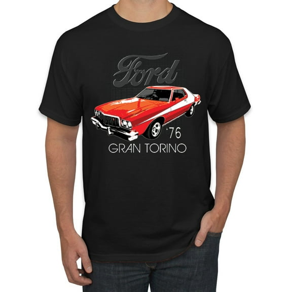 Wild Bobby, Ford '76 Gran Torino Vintage Car Cars and Trucks Men's Graphic T-Shirt, Black, Small